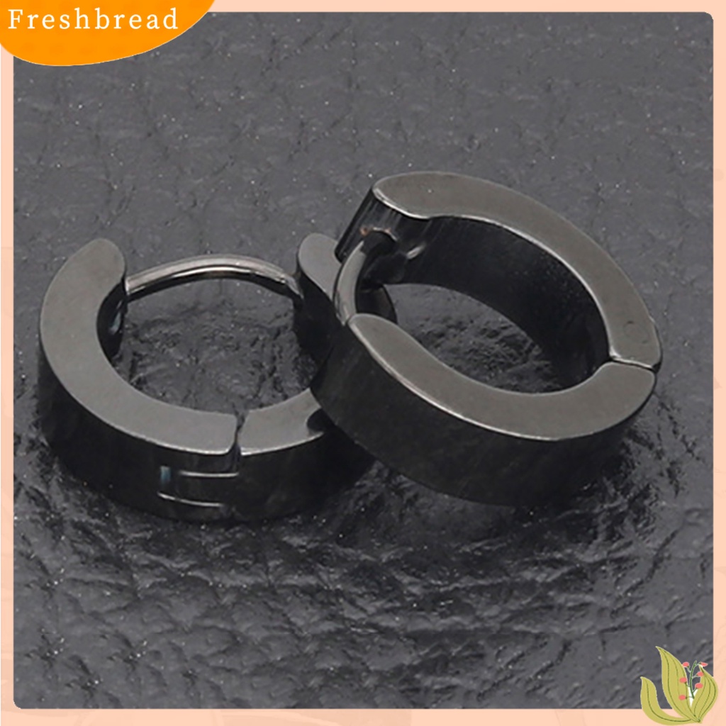 &lt; Freshbread &gt; Anting Bulat Aman Tidak Luntur Unisex Unisex Klip Telinga Bulat Stainless Steel Untuk Club Belanja Pakaian Sehari-Hari