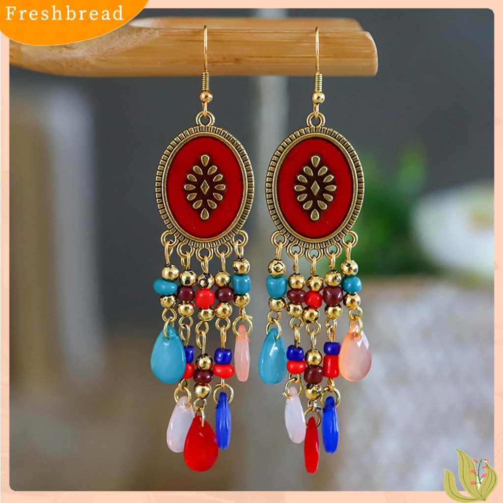 &lt; Freshbread &gt; 1pasang Anting Lady Bentuk Tetesan Air Gaya Etik Vintage Anting Menjuntai Portable Untuk Prom