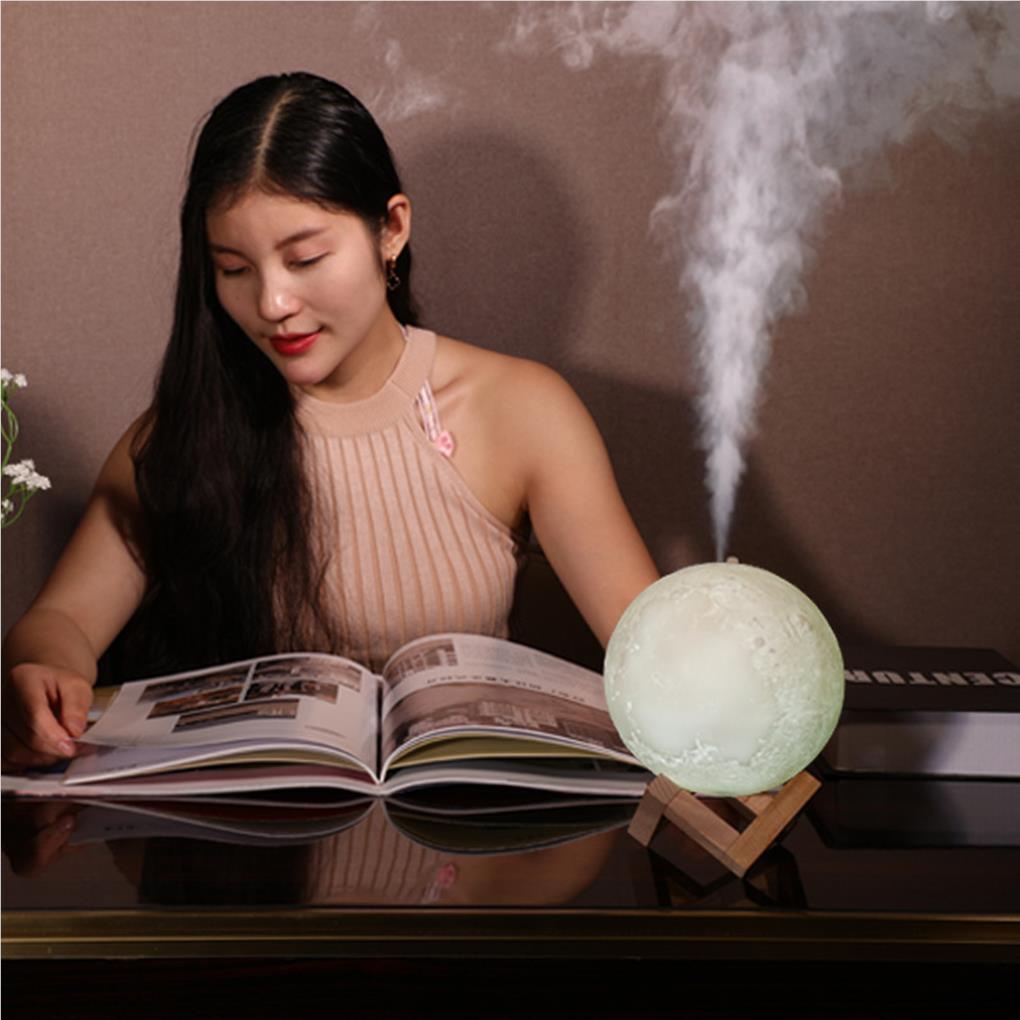 880ml Pelembab Udara 3D Moon Lamp Diffuser USB Humidifier Mist Purifier