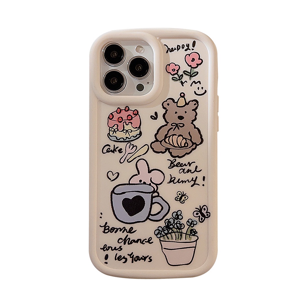 IPHONE Ins Lucu Taman Kue Beruang Kartun Silikon Case Untuk Iphone14 11 12 13 PRO MAX Casing Cover Pelindung AT0156