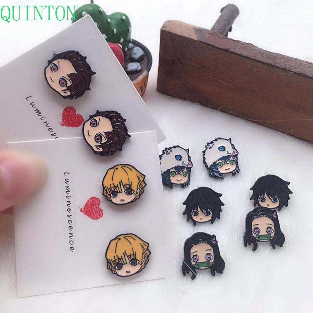 Anting Stud Desain Kartun Anime Demon Slayer Kimetsu No Yaiba Kamado Tanjirou Nezuko Bahan Akrilik Logam Gaya Jepang Untuk Cosplay