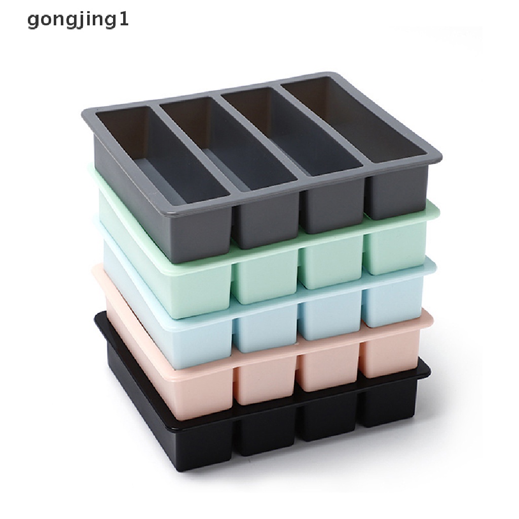 Ggg 1Pc 4kisi Strip Panjang Silikon Es Batu Square Tray Mold DIY Cube Ice Mold ID