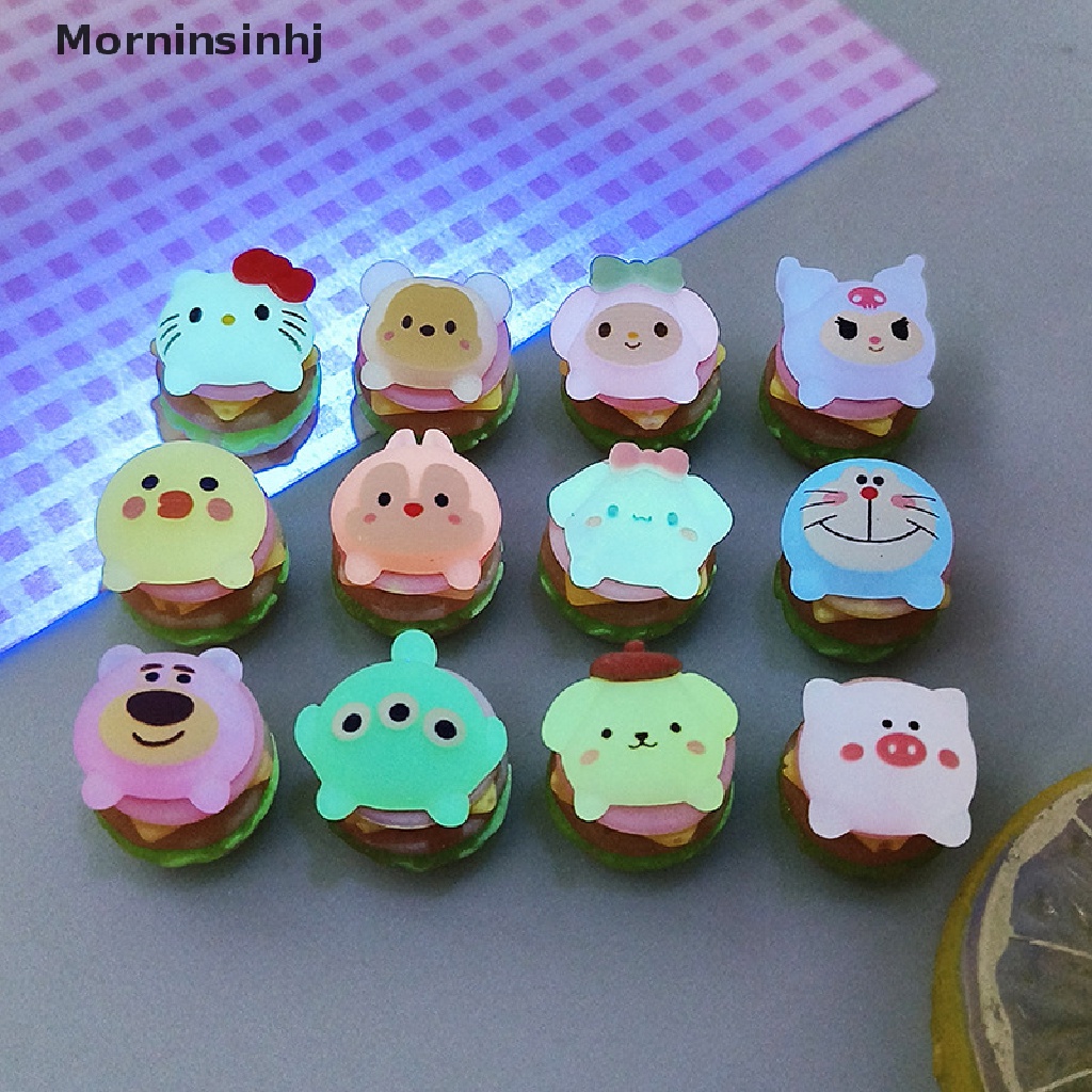 Mornin 10 Pcs Kartun Bercahaya Hewan Hamburger Cream Lem DIY Ponsel Shell Perhiasan Resin Aksesoris id