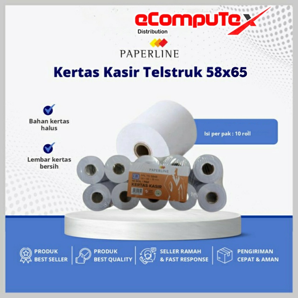 KERTAS STRUK / KERTAS THERMAL / KERTAS KASIR / THERMAL PAPER PREMIUM PAPERLINE 58MM X 65MM