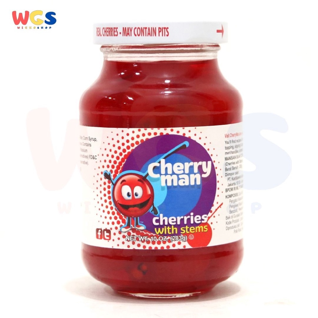 CherryMan Cherries With Stems 10oz 283g - Manisan Buah Cherry