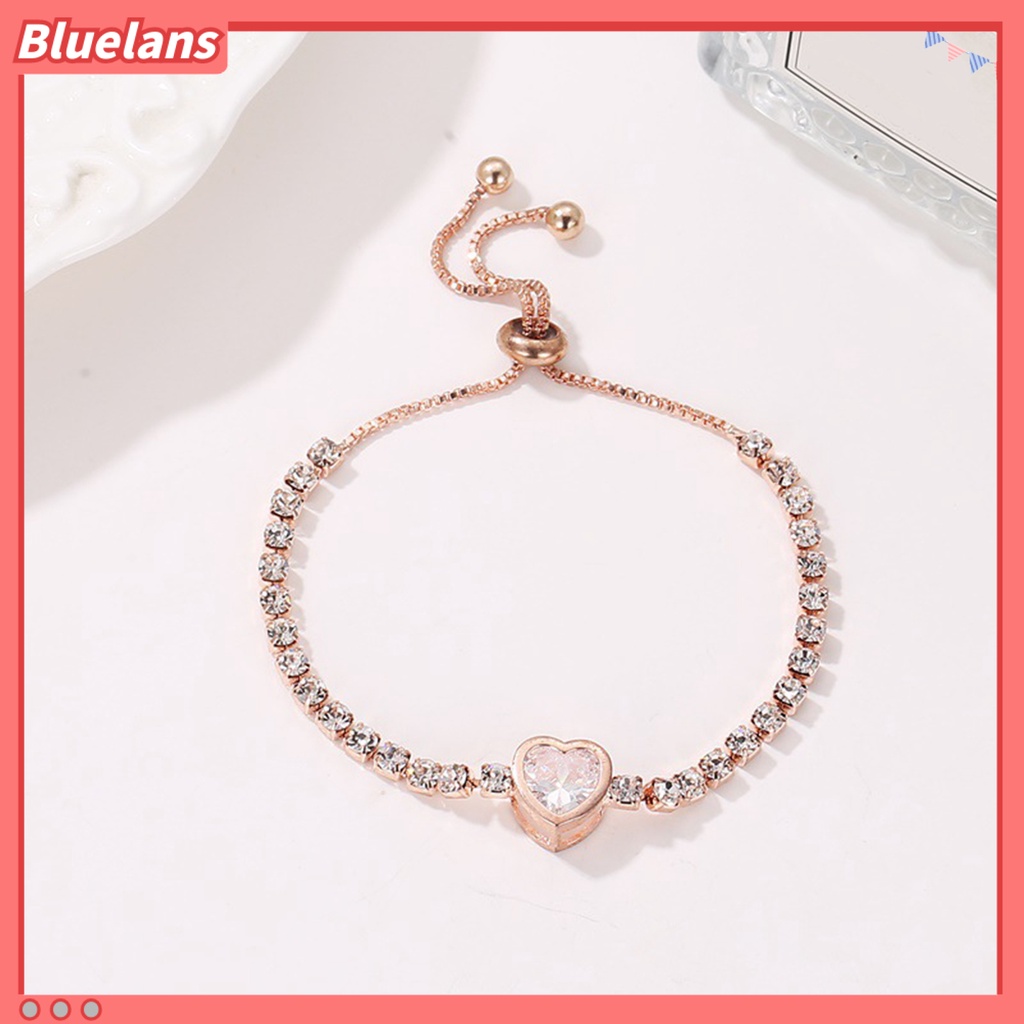 {In Stock} Gelang Wanita Hati Cubic Zirconia Perhiasan Bersinar Gaya Korea Bangle Untuk Pesta