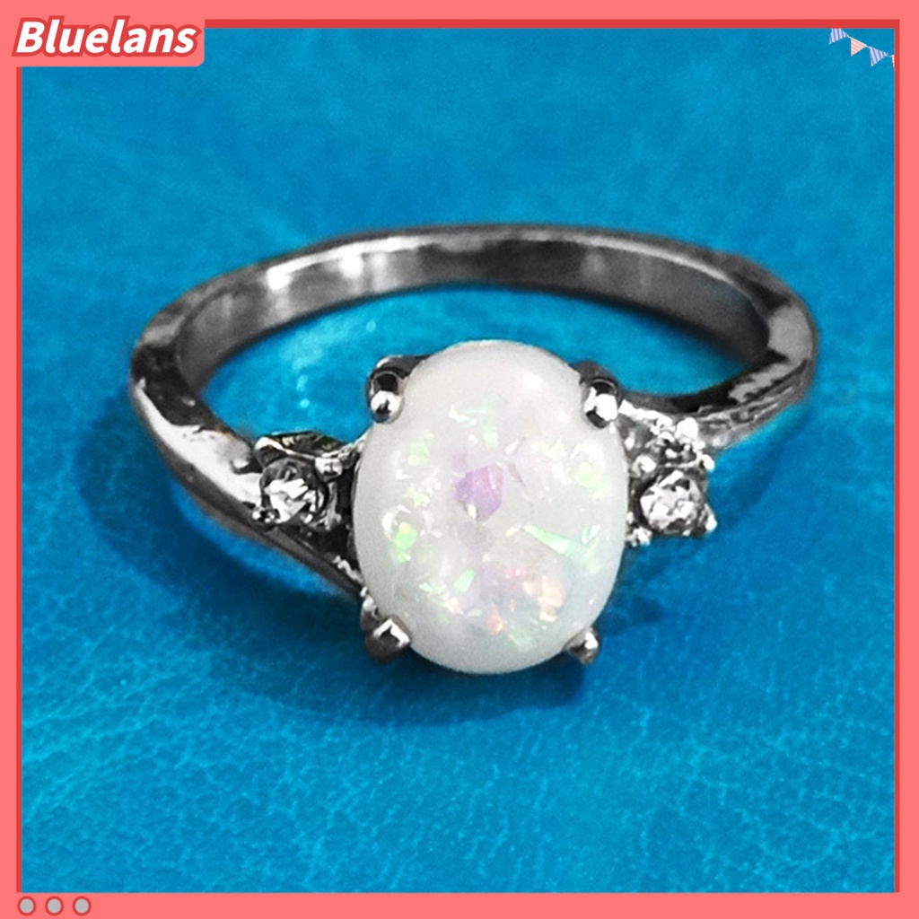 {In Stock} Cincin Kilau Imitasi Opal Berlian Imitasi Hias Tembaga Gaya Wanita Ring Untuk Pernikahan