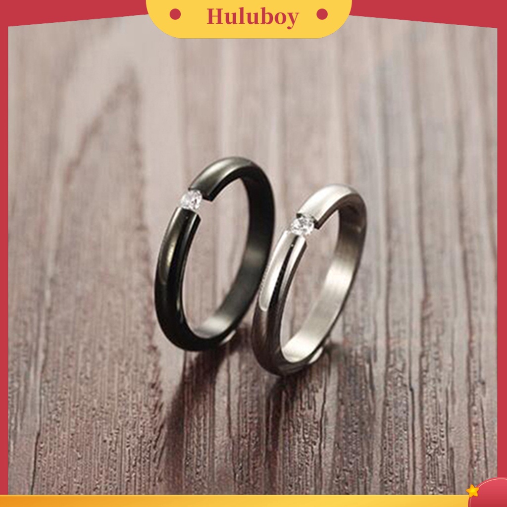 {Ready Stock} Cincin Poles Berlian Imitasi Hias Titanium Steel Cincin Kawin Titanium Untuk Pesta