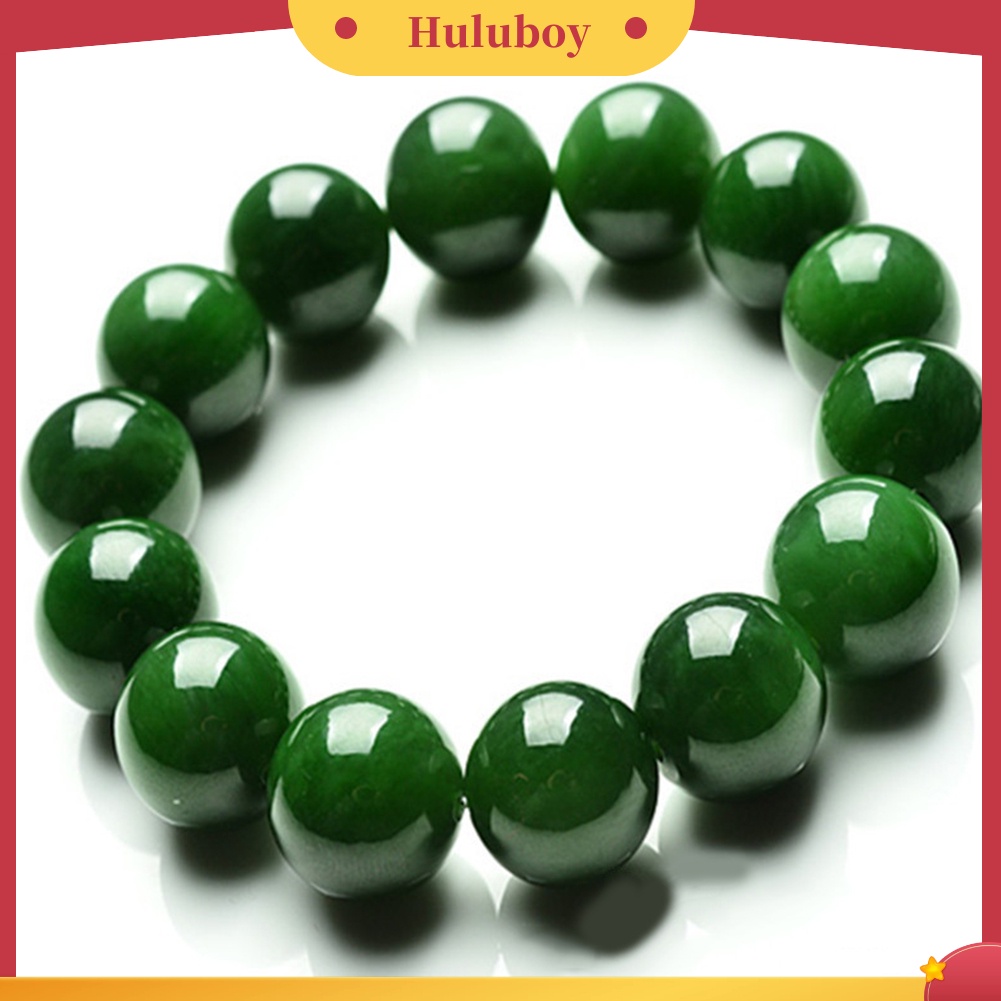 {Ready Stock} Natural 10mm Hijau Tua Faux Jade Putaran Beads Melar Bangle Gelang Hadiah