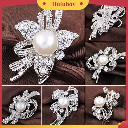 {Ready Stock} Baru Buket Pengantin Berlian Imitasi Kristal Bros Pin Perak Mutiara Bros Bunga