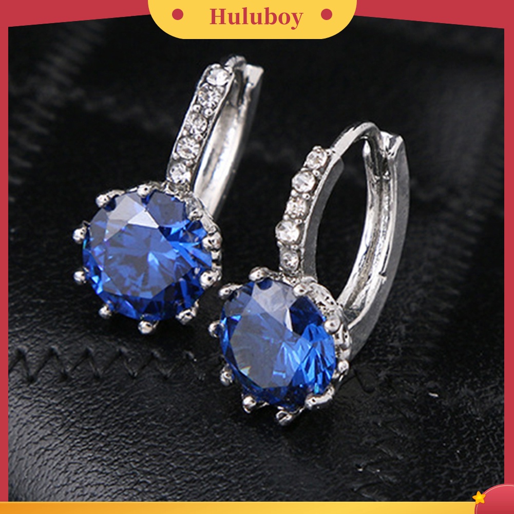 {Ready Stock} Wanita Bulat Cubic Zirconia Hias Huggie Hoop Earings Piercing Perhiasan Hadiah