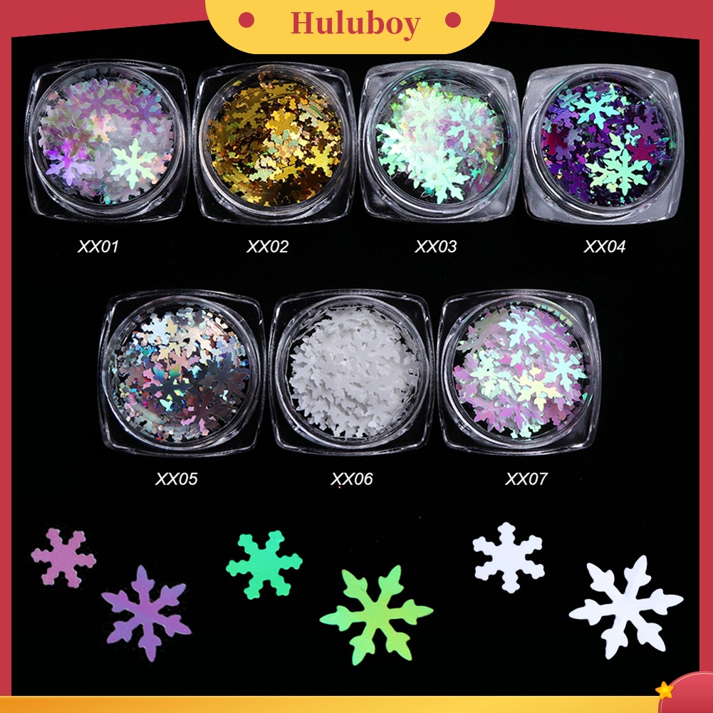 {In Stock} 1kotak Natal Dekorasi 3D Glitter Snowflake Nail Art Sequin Ultra-Tipis Flake