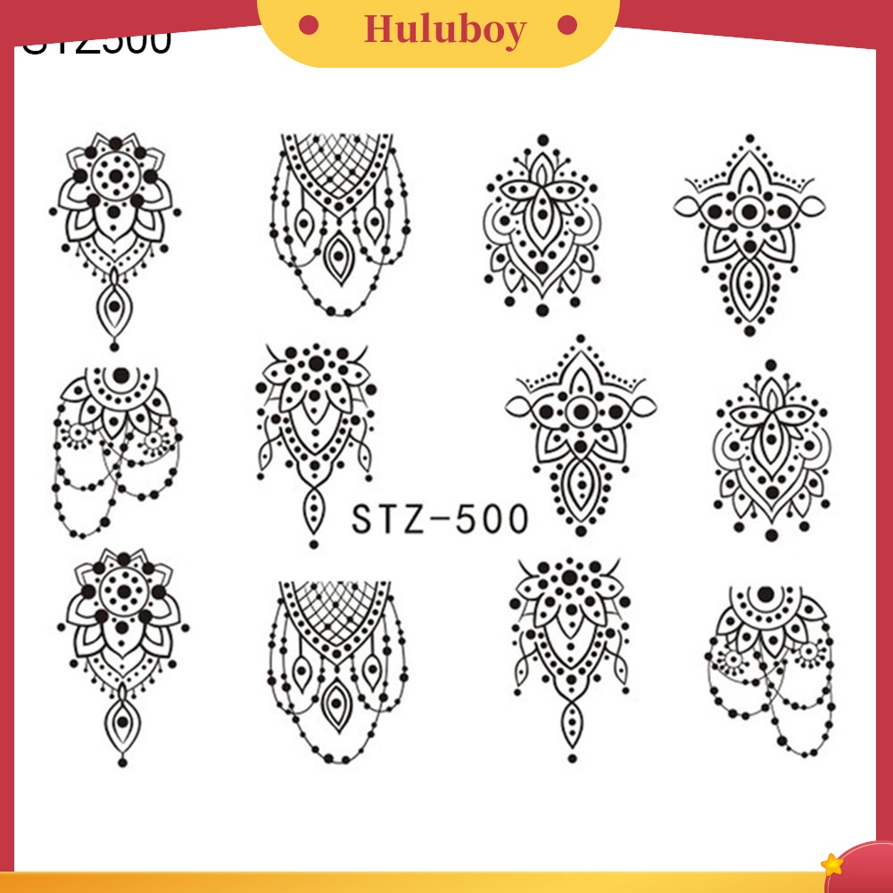 {In Stock} DIY Hitam Bunga Nail Art Stiker Transfer Air Manicure Decals Dekorasi