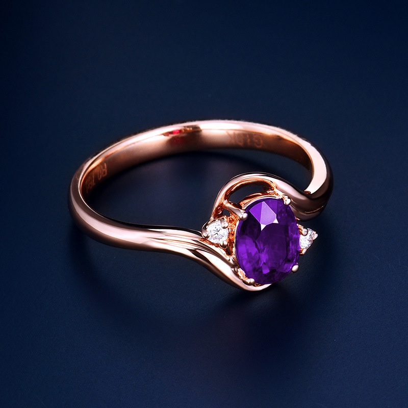 Goldkingdom Aksesoris Perhiasan Fashion Ready Stock Cincin Harta Karun Warna-Warni Amethyst Cincin Terbuka Ins Gaya Tren Fashion Sederhana Cincin Yang Dapat Disesuaikan Perempuan