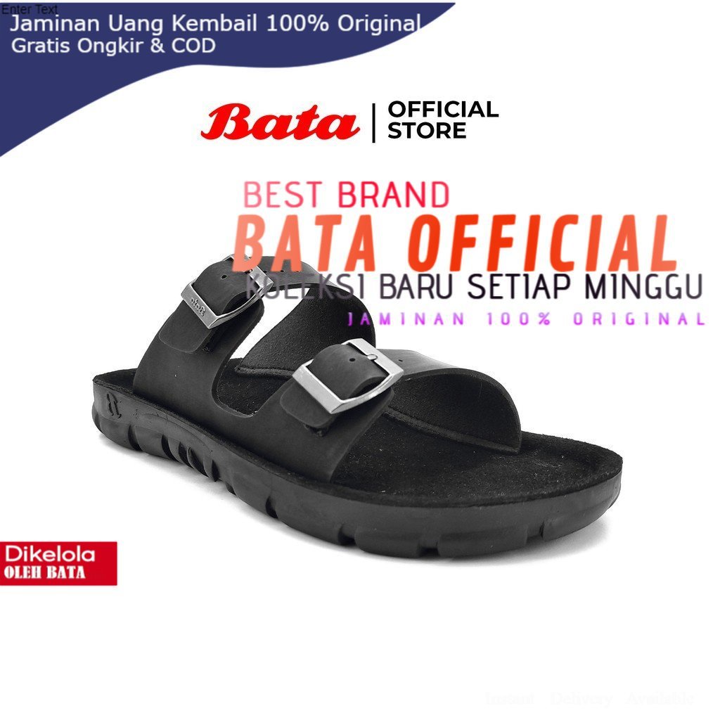 Bata Sandal Pria Energyzer Black sandal gunung slop hitam - 8736176