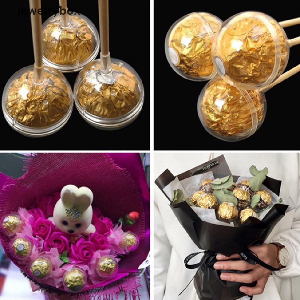 [jewelrybox] 10pcs Tempat Kotak Coklat Bening Plastik Coklat Truffle Bulat Gelas Coklat Butik