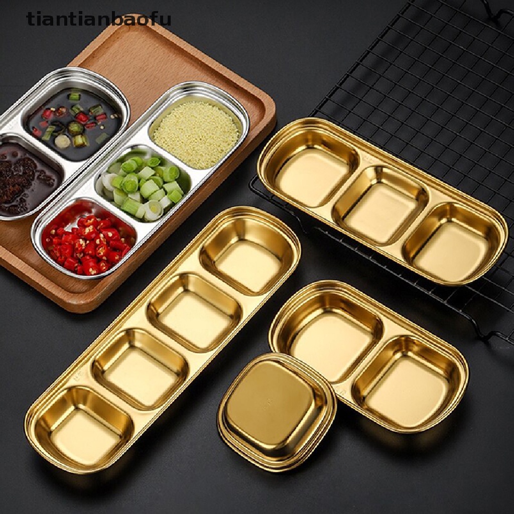 [tiantianbaofu] 304piring Saus Daging Merica Panggang Stainless Steel Wasabi Mangkok Seasoning Tray Butik