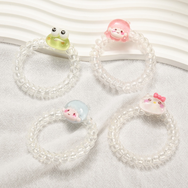 Wanita Kartun Lucu Hello Kitty Kodok Rambut Band Wanita Elastis Telepon Kawat Ikat Rambut Gelang Gadis Kawaii Manis Rambut Rings Populer Aksesoris Rambut