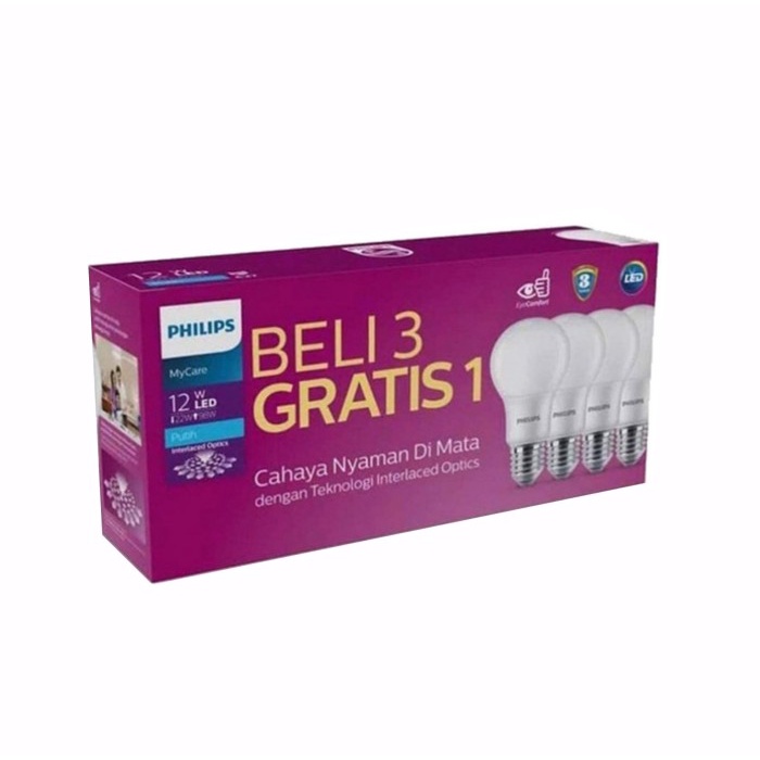 lampu led Lampu LED PHILIPS 12W paket isi 4 pembelian kelipatan 4 PROMO TERMURAH - NO BubbleWrap(A1R