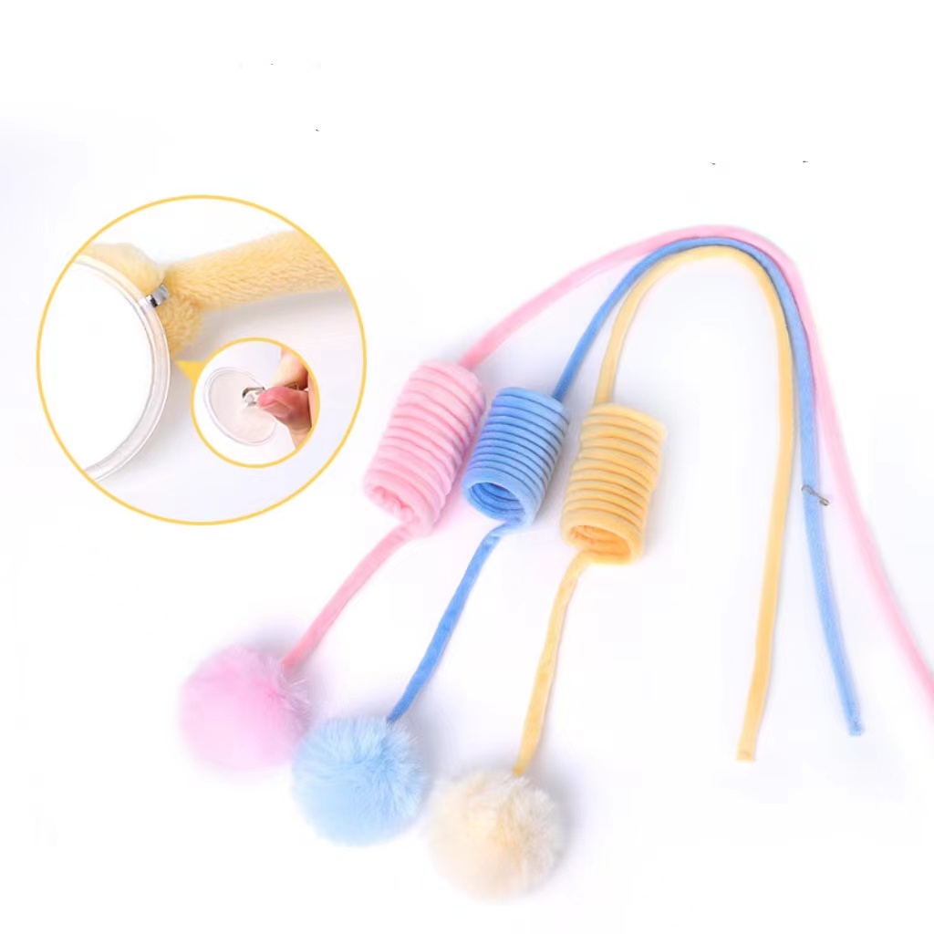 Mainan Interaktif Penggoda Kucing Model Gantung  Bentuk Dengan Bel pet cat toy/Mainan Kucing Bola Bulu Tali Spring