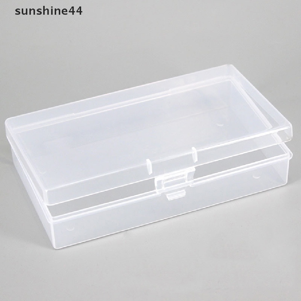 Sunshine Kotak Penyimpanan Plastik Transparan Persegi Panjang Organizer Stiker Box Wadah Desktop Snap Dustproof Tahan Lama Tempat Penyimpanan Perhiasan ID