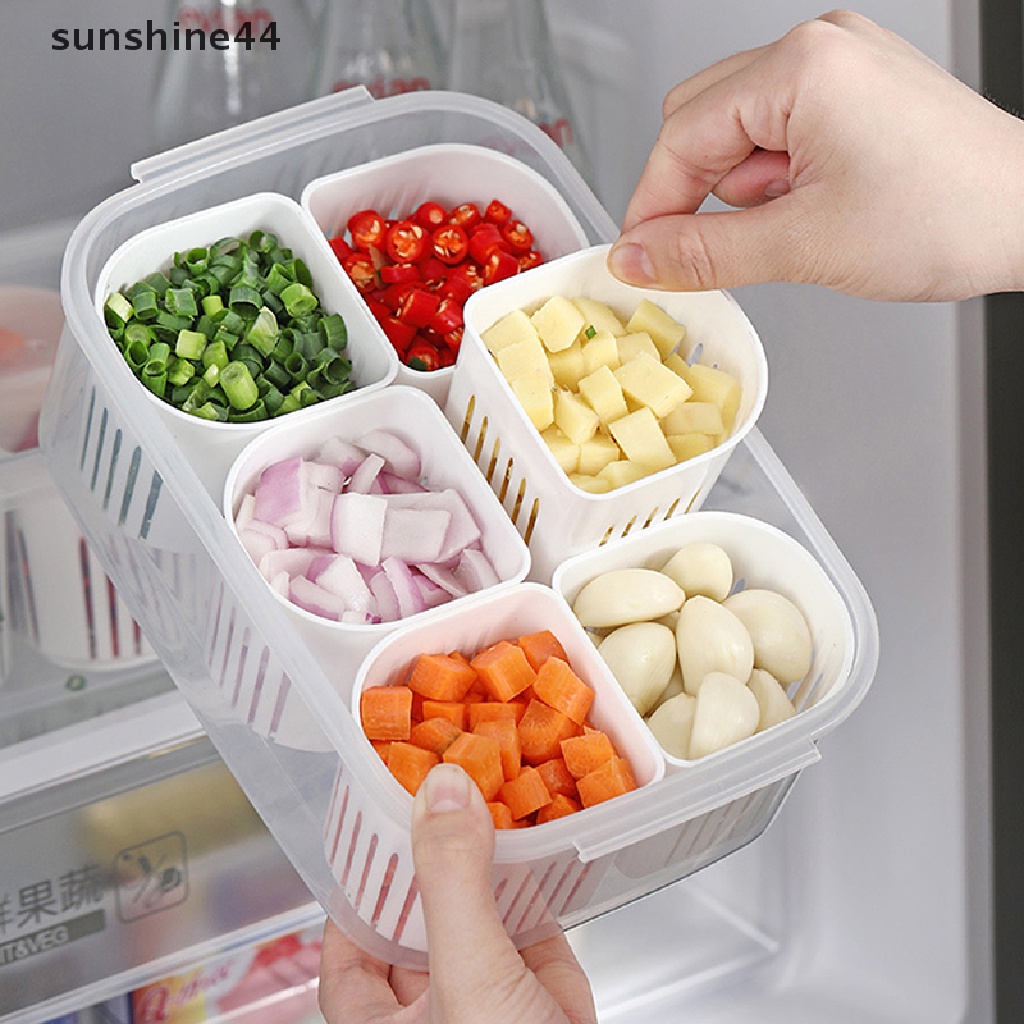 Sunshine Kulkas Saluran Makanan Fresh-keeping Box Jahe Bawang Putih Bawang Lada Kotak Penyimpanan ID