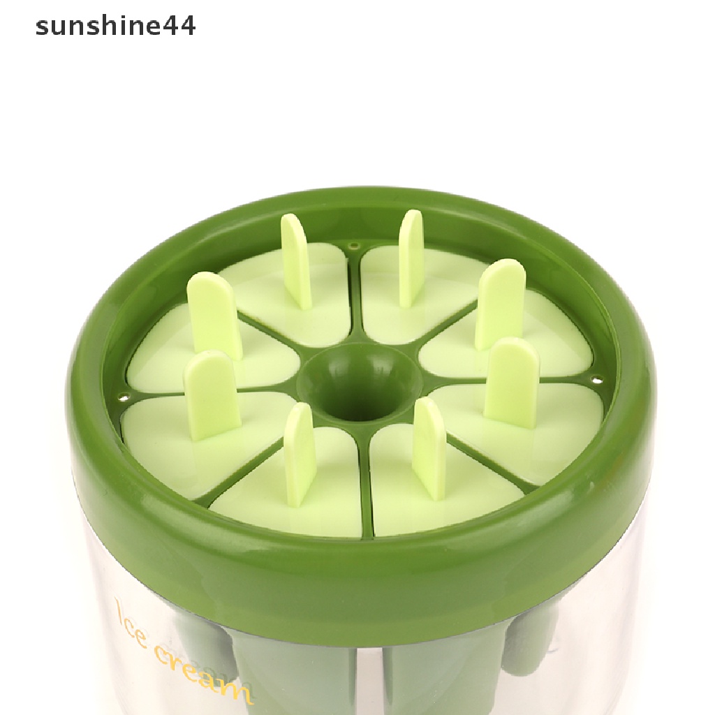 Sunshine 8cells Cetakan Es Krim Silikon Juice Popsicle Maker Cetakan Es Lilin Dengan Stik ID