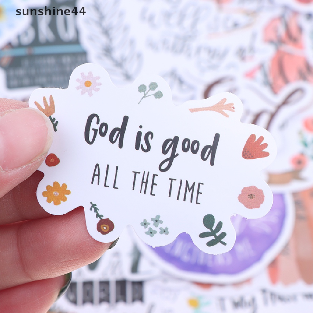 Sunshine 52pcs Ungkapan Yesus Kristen Kata Kata Agama Stiker Bible Sticker Decal ID