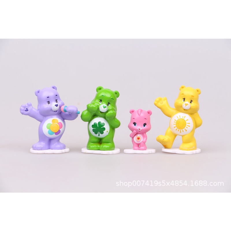 12pcs Carebears figure Dekorasi Kue model Mobil Beruang Warna-Warni