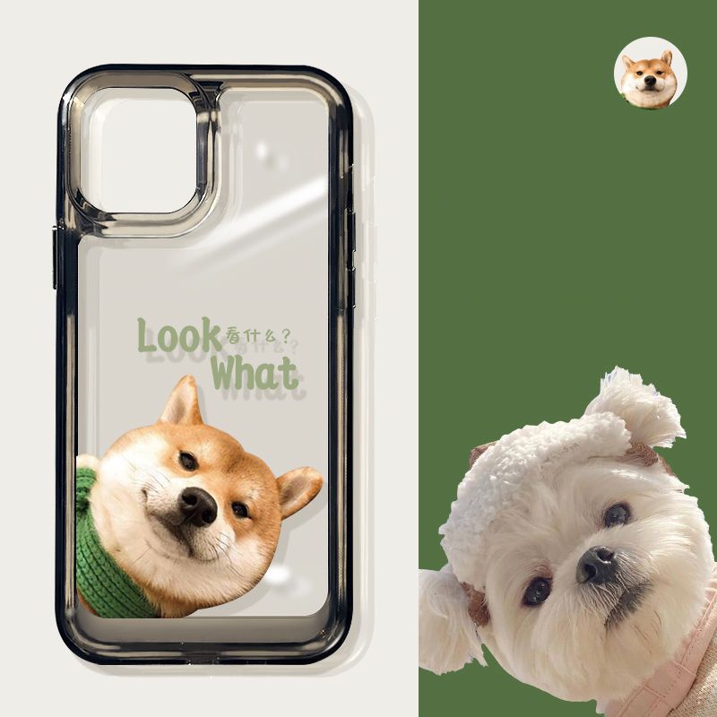 IPHONE Soft Shockproof Case Kompatibel Untuk Iphone11 14 13 12 Pro Max XS Max X XR 7 +8 6 6S Plus Casing Anjing Lucu Transparan TPU Unik Tombol Cover Pelindung Kamera