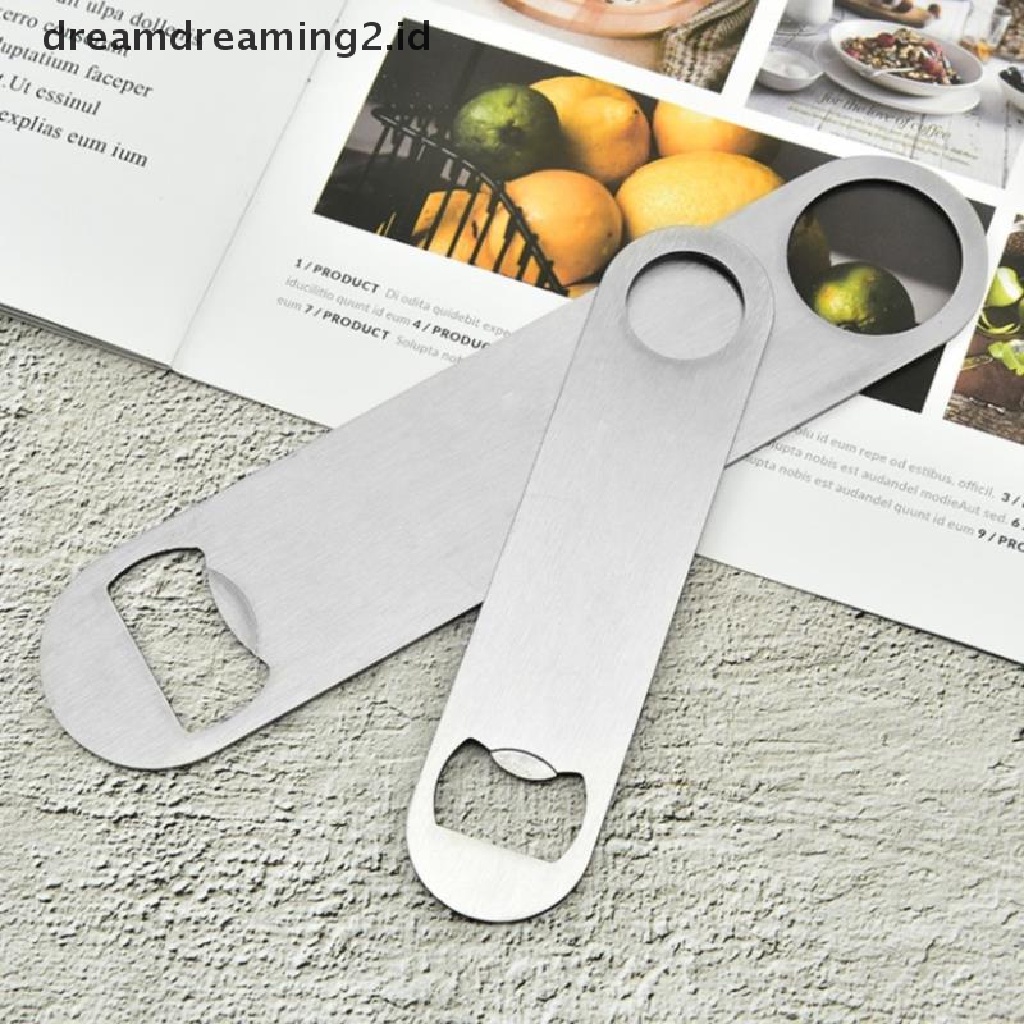 (hot) Pembuka Botol Bir Mini Tahan Lama Stainless Steel Flat Speed Bottle Cap Opener//