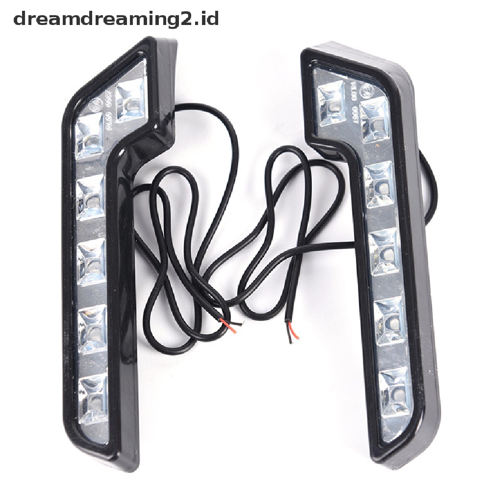 (hot) 2x Terang 6LED Super White Lampu Berkendara Mobil Fog 12V DRL Siang Hari Running Light//