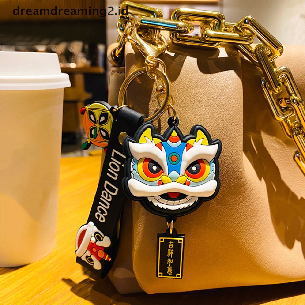 (hot) Fashion Lion Dance Tas Liontin Aksesoris Pasangan Kepribadian Kreatif Gantungan Kunci//