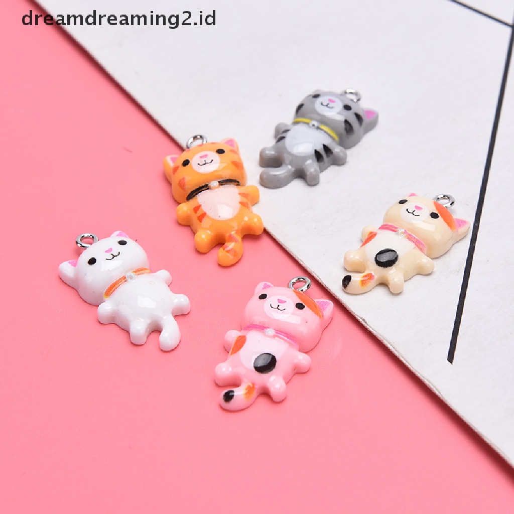 (hot) 10pcs Resin Kucing Hewan Lucu Ch Liontin DIY Membuat Perhiasan Anting Craft//