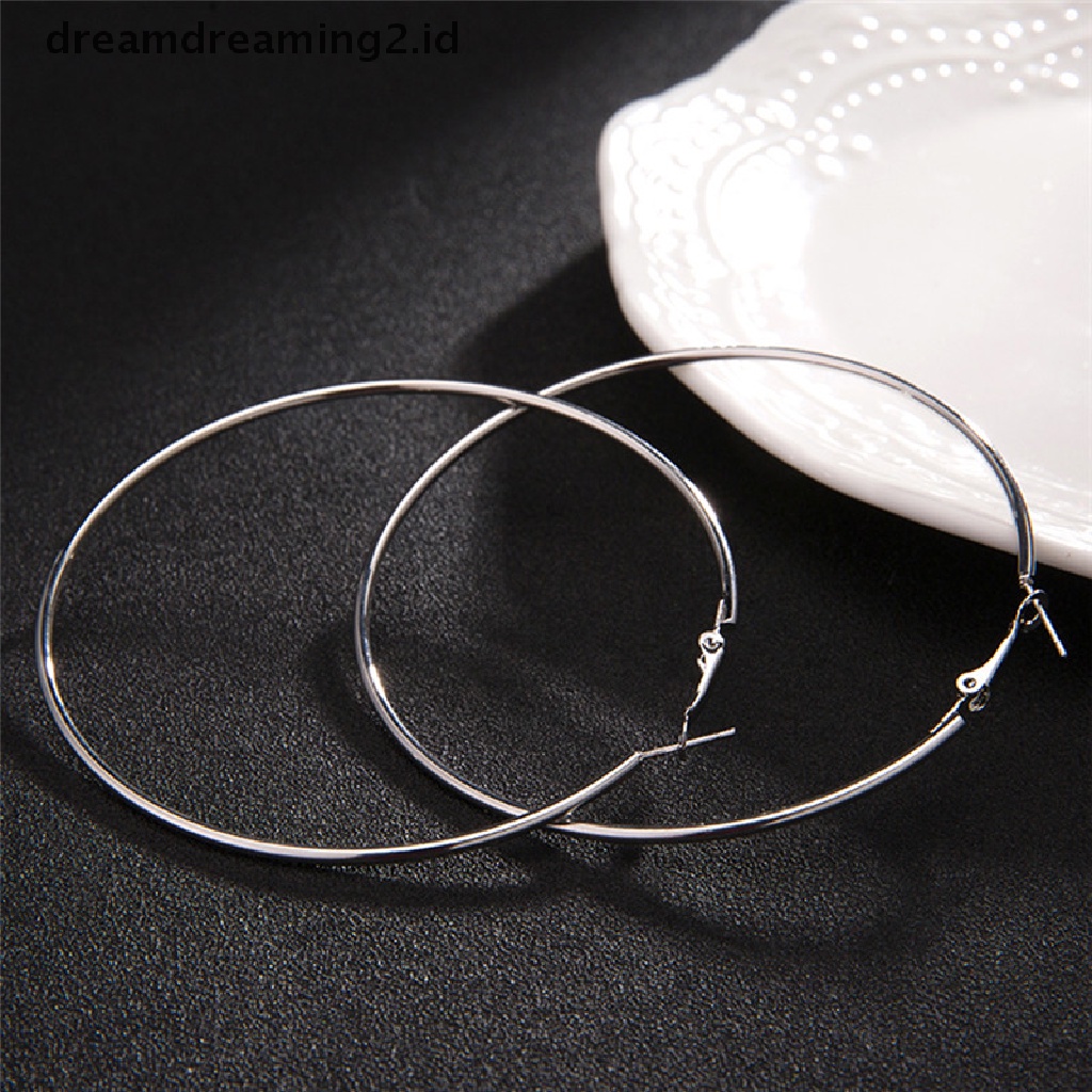 (hot) Anting Hoop Lingkaran Besar Oversize Sexy Lapis Emas Anting Geometris Untuk Wanita//