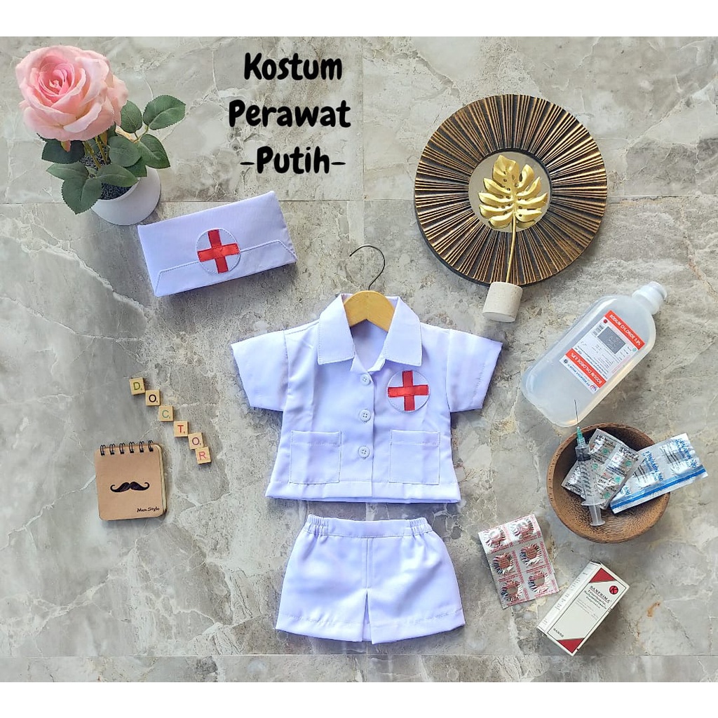 Baju Perawat Bidan Suster Dokter Perempuan Kostum Profesi Medis Karanaval Anak Dewasa