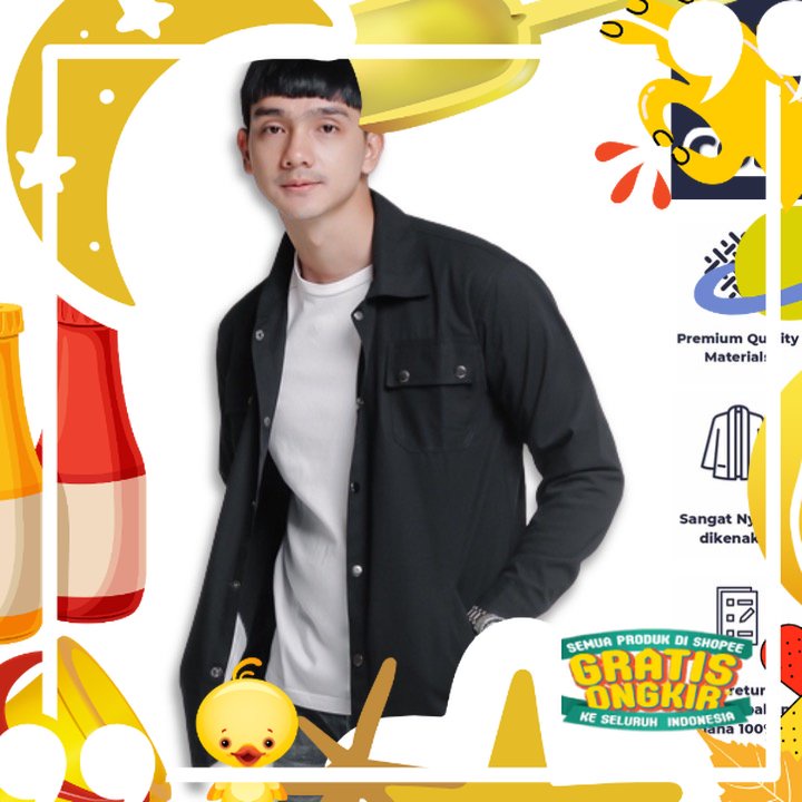 Trucker Jacket - Jaket Semi Parka Polos Pria Wanita Dewasa Distro Keren - Kemeja Outer Cowok Korean 