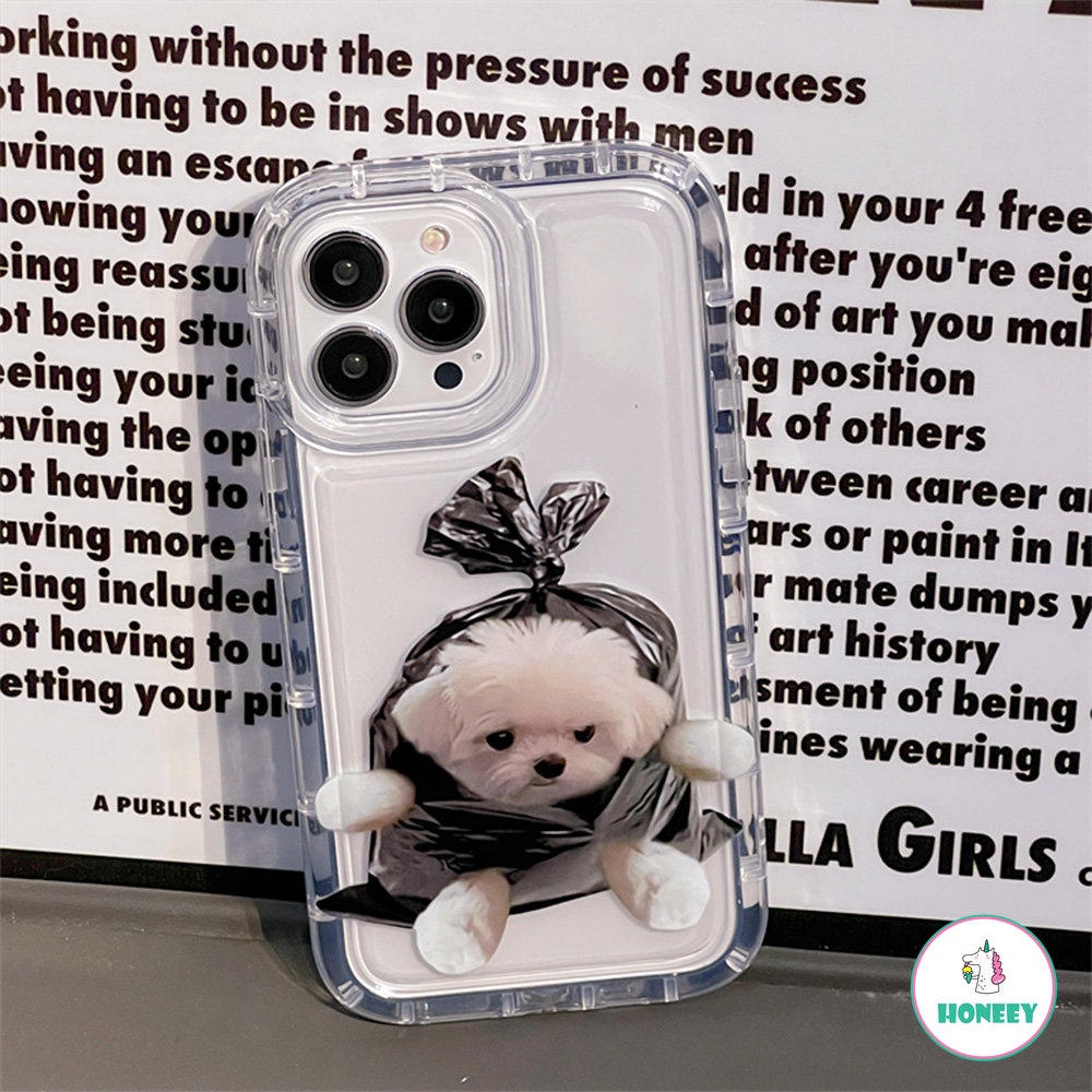 IPHONE Ins Lucu Indah Kucing Anjing Casing Ponsel Transparan Untuk Iphone11 13 12 14 Pro Max Cute Air Bag Lembut Silikon Cover Bumper