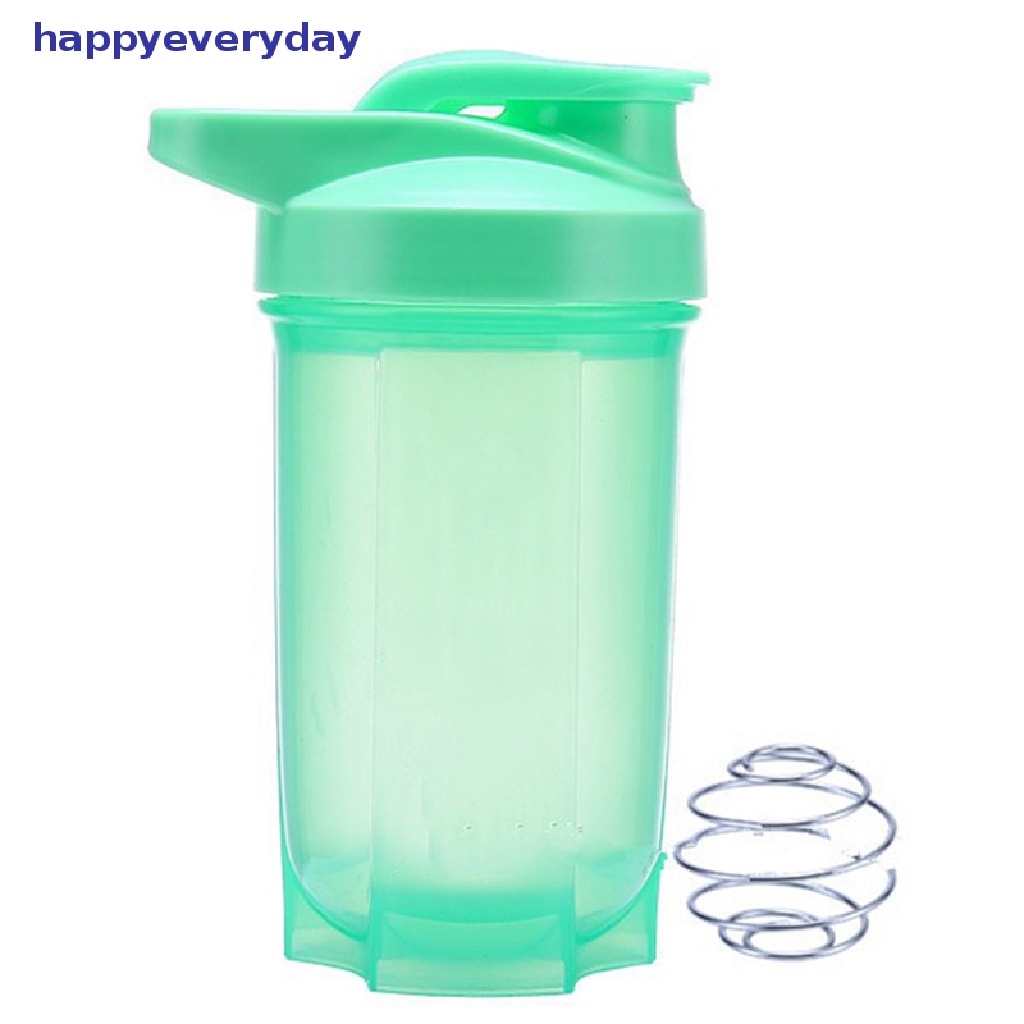 [happy] Botol Shaker Bubuk Portabel Botol Air Anti Bocor Untuk Gym Fitness Training Sport Mixing Cup Dengan Skala [ID]