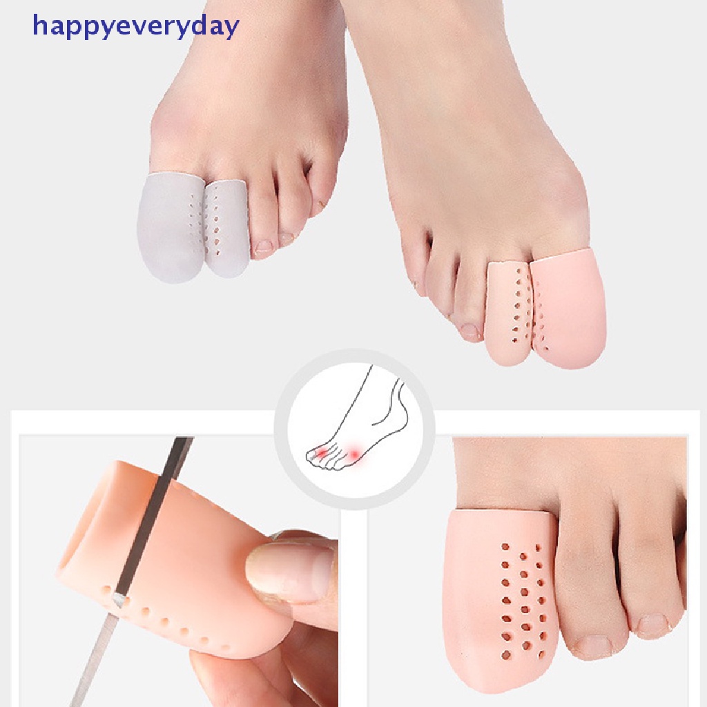 [happy] 1pasang Pelindung Jari Kaki Silicone Gel Cover Cap Toe Separator Pereda Nyeri [ID]