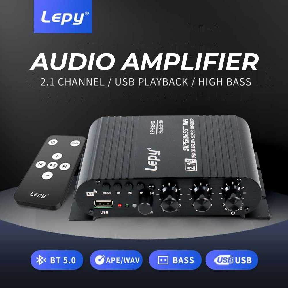 Lepy Audio Amplifier Bluetooth USB HiFi Sound Booster with Remote - LP-838USB ( Al-Yusi )