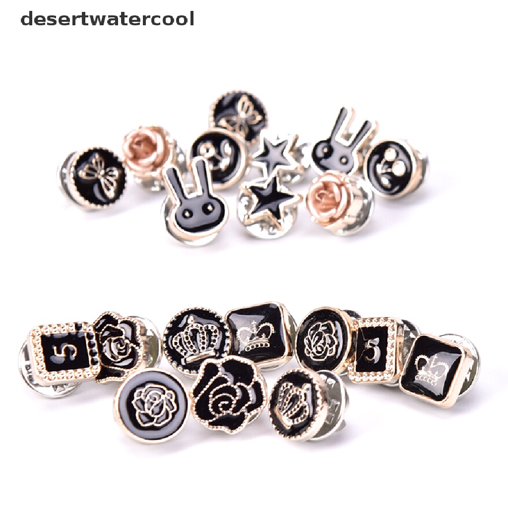 Deid 10Pcs/Set Mini Mutiara Bunga Kristal Bros Kancing Jas Kemeja Kerah Collar Pins Martijn