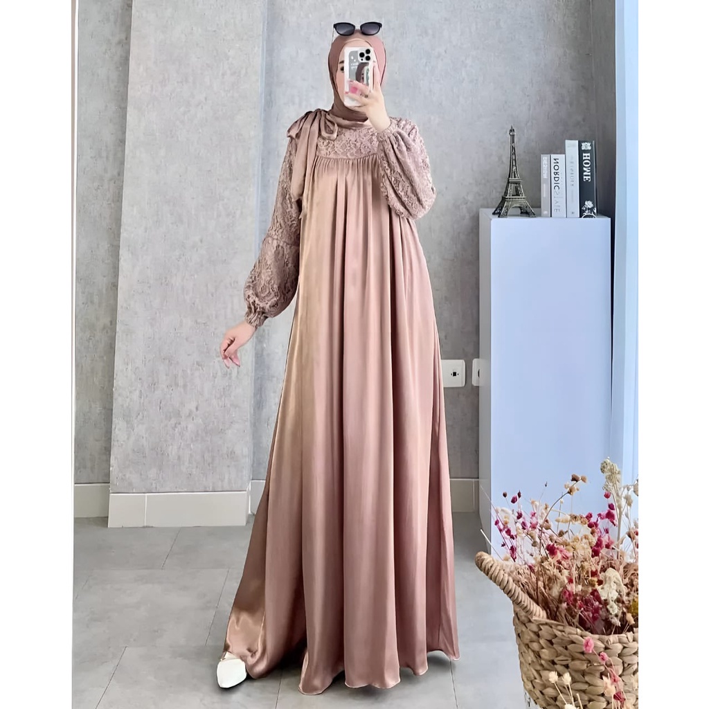 Elika Maxy l Dress Wanita Muslim OOTD Lebaran l Dres Maxi Kondangan Fit To XL Besar Velvet Premium