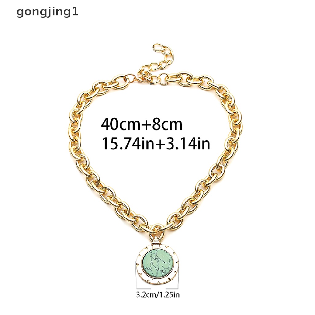 Ggg Vintage Wanita Rantai Batu Hijau Liontin Statement Choker Kalung Pesona Perhiasan ID