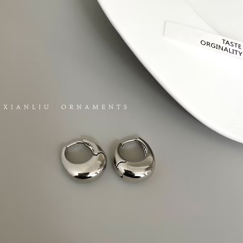 Ifyou Anting Tusuk Air Oval Geometris Emas Perancis Perak Hoop Earring Untuk Aksesoris Perhiasan Wanita