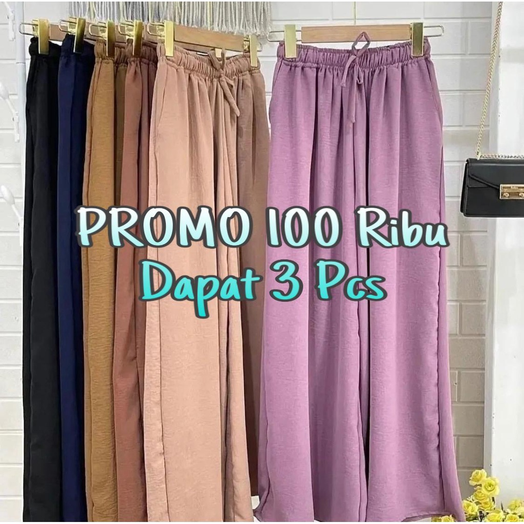 YES Celana Kulot Crinkle Air  Flow Jumbo Premium 100 Ribu Dapat 3 Pcs (Random)