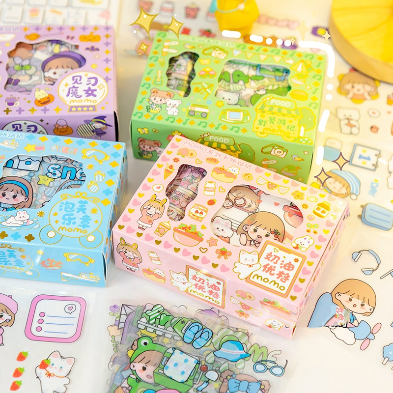 RRNS 204 Sticker Waterproof Sticker Momo Dapat Box 10 Pcs + 4 Roll