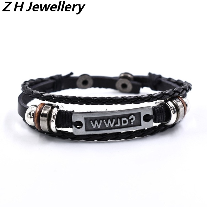 [Z H Perhiasan] Vintage Manik-Manik Gelang Kulit Pria Dan Wanita Fashion Stainless Steel Multilayer Gelang Punk Pesta Rock Perhiasan Aksesoris