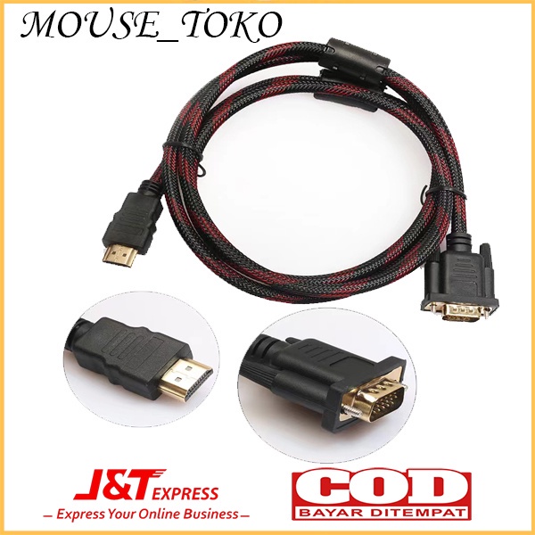 [mouse toko] Kabel hdmi to vga / converter vga to hdmi panjang FULL 1 / 3 / 5 Meter    high quality