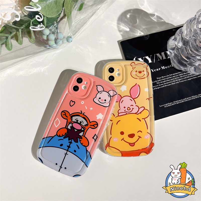 Samsung A14 A04s A04 A03s A03 A13 A12 A22 A32 A23 A52s A52 A72 A71 A51 A54 A34 A11 A02s A50 Pooh Bear Couples Phone Case Sabun Airbag Tebal Case Pelindung Silikon Anti shock